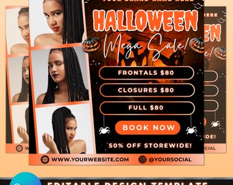 Halloween Specials Flyer, DIY Flyer Template Design, Spooky Deals Flyer, Halloween Sale Flyer, Beauty Flyer, Premade Beauty Business Flyer