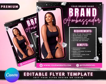 Brand Ambassador Flyer, DIY Flyer Template Design, Social Media Flyer, Nails Hair Salon Lashes Ambassador Flyer, Premade Editable Flyer