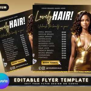 Hair Price List Flyer, DIY Flyer Template Design, Business Price List, Pricing Guide Sheet, Premade Hair Salon Business Price List Flyer