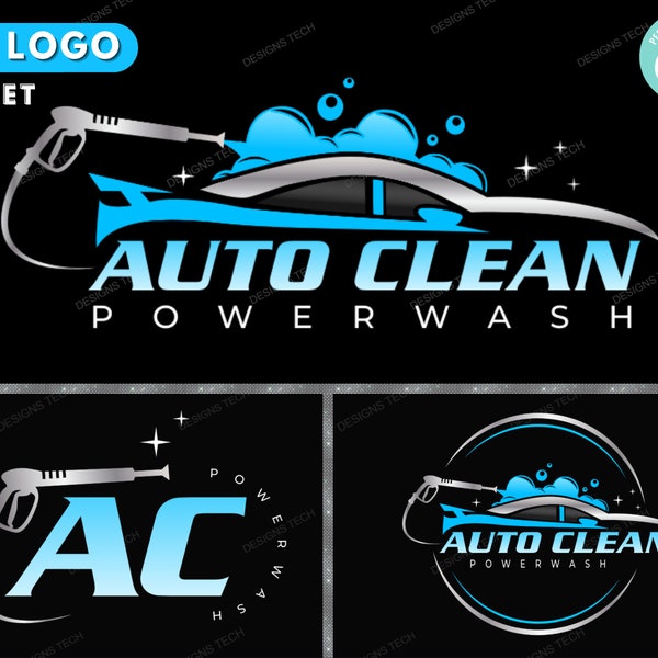 Auto-Logo, DIY-Logo-Design-Vorlage, Auto-Detailing-Logo, Power-Waschen-Logo, Auto-Logo, Automobil-Logo, Vorgefertigtes Geschäftslogo