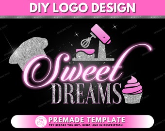 Bakery Log, DIY Logo Design Template, Baking Logo, Cake Logo, Pastry Logo, Sweets Logo, Cupcake Logo, Chef Logo, Baker Logo