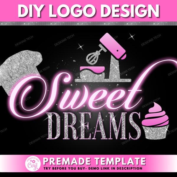 Bakery Log, DIY Logo Design Template, Baking Logo, Cake Logo, Pastry Logo, Sweets Logo, Cupcake Logo, Chef Logo, Baker Logo