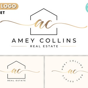 Real Estate Logo, DIY Logo Design Template, House Logo, Realtor Logo, Gold Real estate Agent Logo, Modern Logo, Premade Logo