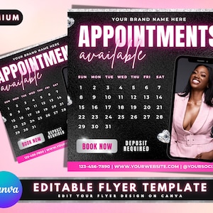 Booking Flyer, DIY Flyer Template Design, Hair Flyer, Appointments Flyer, Book Now Flyer, Lash Flyer, Social Media Premade Business Flyer