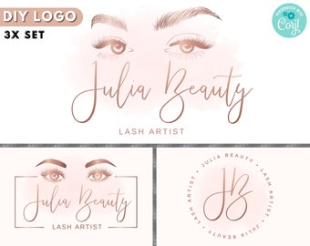 Lash Logo, DIY Logo Design Template, Beauty Logo, Eyelashes Logo, Makeup Artist Logo, Lash Tech Logo, Brows Logo, Premade Business Logo