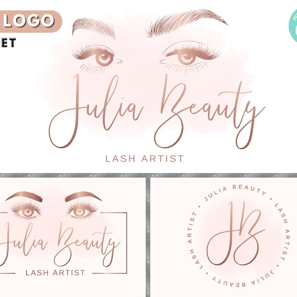 Lash Logo, DIY Logo Design Template, Beauty Logo, Eyelashes Logo, Makeup Artist Logo, Lash Tech Logo, Brows Logo, Premade Business Logo