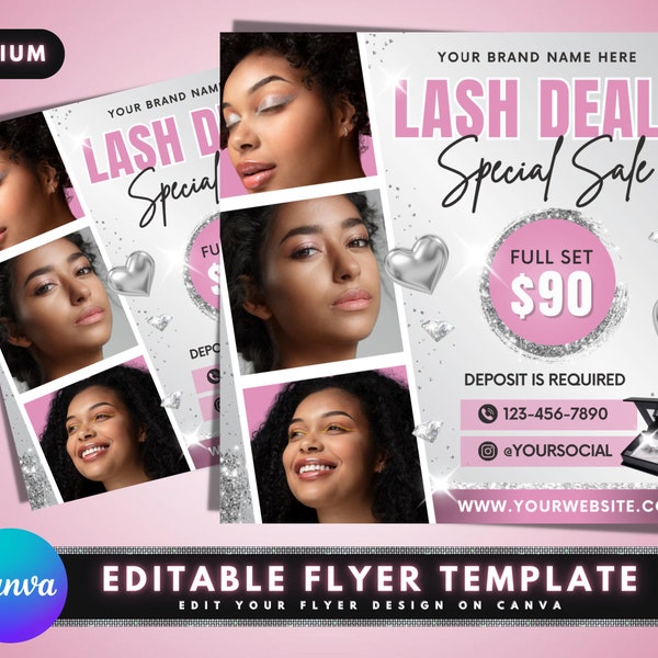 Lash Deals Flyer, DIY Flyer Template Design, Lash Tech Flyer, Lash Extensions Flyer, Lash Specials Flyer, Premade Lash Business Sale Flyer