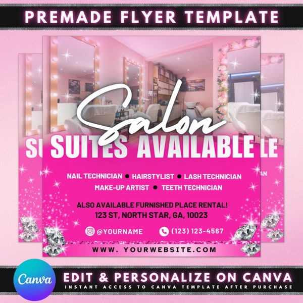 Salon Suites Available Flyer, DIY Flyer Template Design, Salon Suites For Rent Flyer, Salon Appointment Flyer, Premade Beauty Business Flyer