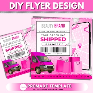Order Shipping Flyer, DIY Flyer Template Design, Orders Have Been Shipped Flyer, Shipping Flyer, Premade Business Social Media Flyer