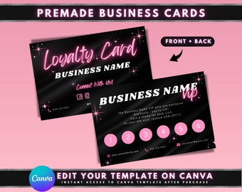 Loyalty Card, DIY Marketing Cards Template Design, Beauty Salon Loyalty Cards, Lash Rewards Card, Premade Hair Nails Stamp Card Template