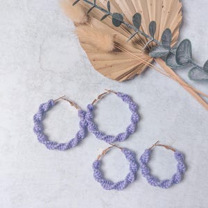 Macrame boho bohemian spiral hoops earrings