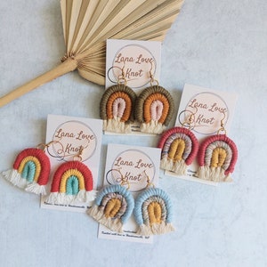 Boho Rainbow hope earrings macrame handmade jewelry bohemian accessories