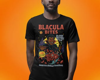 Blacula Bites Cereal Cartoon T-Shirt, Black Culture Halloween Tee