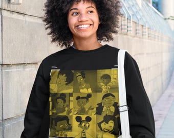 Black Girl Cartoon Mosaic Sweatshirt | GRL PWR Pullover