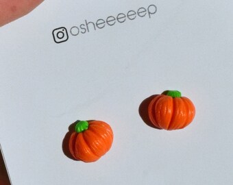 Halloween Earrings, Orange Pumpkin Stud Earrings, Food Jewelry, Tiny Earrings, Kawaii Accessories for Women, College Student Gift, Goth Gift