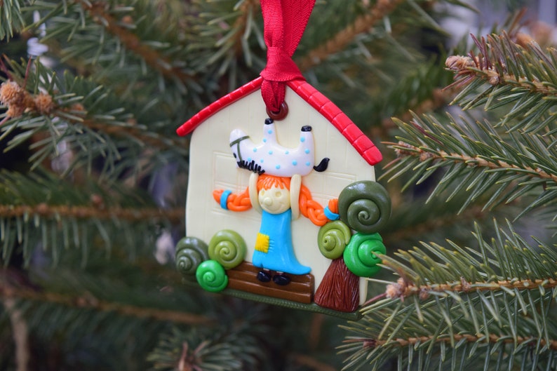 Christmas Tree Ornament, Christmas Decoration, Tiny House, Fairy House, Outdoor Fairy House, Home Sweet Home Decor, Fairy Tale Favorite Book image 5