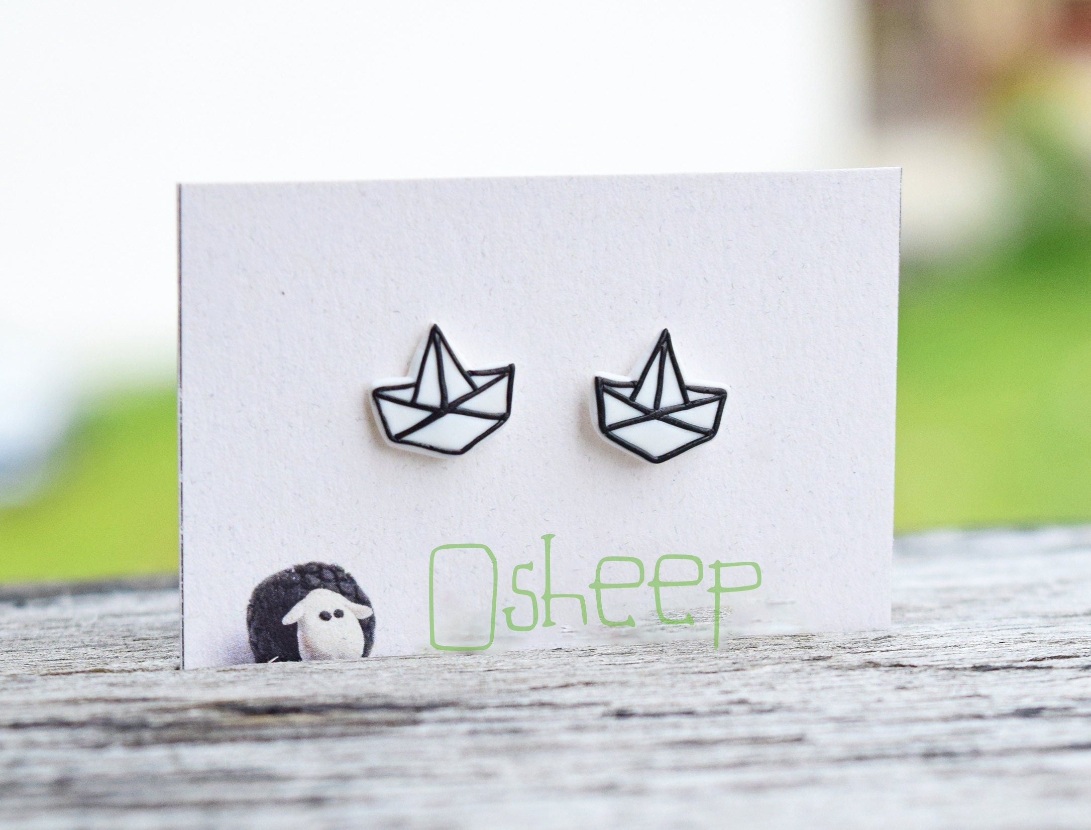 Origami Earrings, Minimalist Jewelry for Women, Japan Stud Earrings, Japanese Origami Charm, Small Stud Earrings, Roommate Gift Jewelry Set