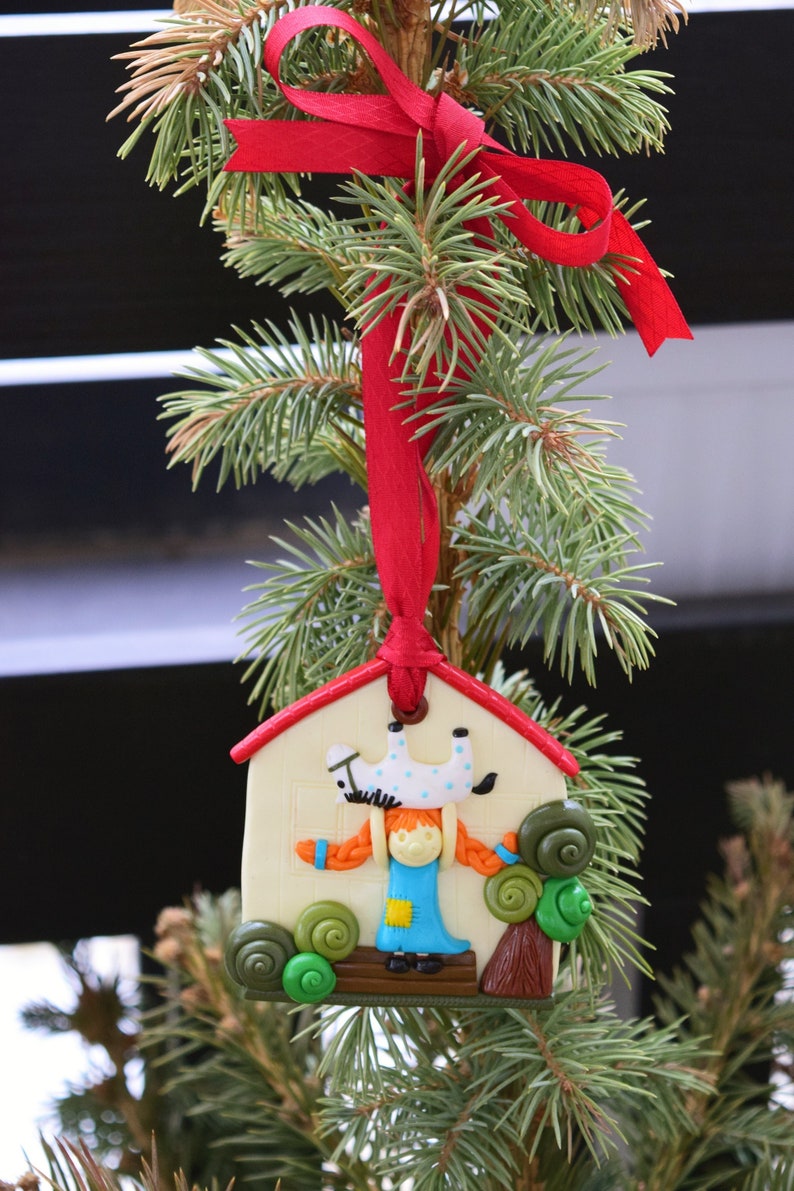 Christmas Tree Ornament, Christmas Decoration, Tiny House, Fairy House, Outdoor Fairy House, Home Sweet Home Decor, Fairy Tale Favorite Book image 2
