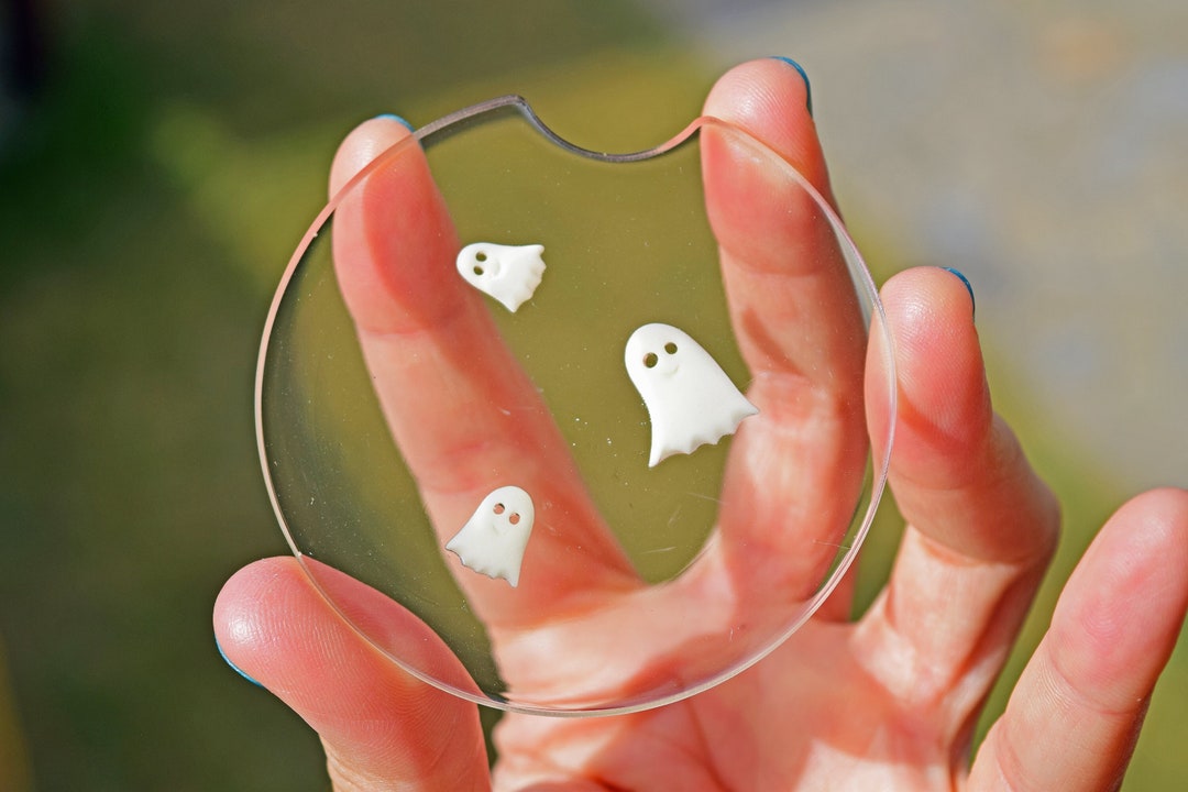 Halloween Funny Car Coasters Set of 2, Glow in the Dark Ghosts, Kawaii