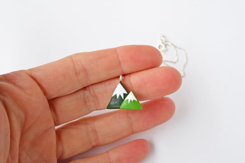 Snow Mountain Range Necklace, Mini Mountain Necklace on Silver Chain, Dainty Travel Charm Necklace, Minimalist Jewelry Gift image 6