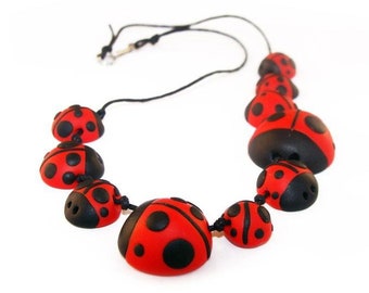 Ladybug Necklace, Ladybug Jewelry, Bug Necklace, Ladybug Gifts, Red Necklace, Insect Necklace, Animal jewelry