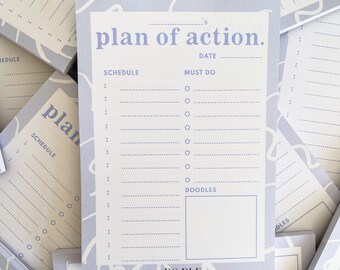 Plan of action daily planner- Desk pad - Time blocking planner- Daily Schedule -A5 Planner insert- Productivity- Everyday planner- Notepad