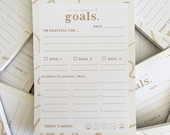 Goals daily planner- A5 desk pad -Goal setter planner-A5 Planner insert- Productivity-Mood chart-To do list pad- Everyday planner- Notepad