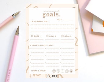 Digital download-Goals daily planner- A5 printable - Goal setter planner- A5 Planner insert- Productivity planner- Mood chart