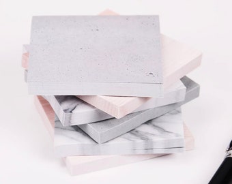 Square Sticky notes- Memo pads- Marble-Stone- Pastel- Aesthetic stationery