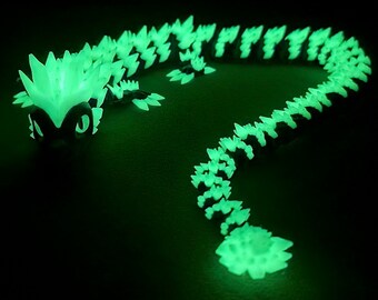 Crystal dragons 3d printed 24 inches long! Articulated fidget toy. More colors coming soon!