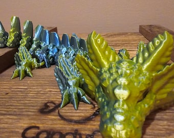 Axolotl Dragon 3d printed 15 inches long! Articulated fidget toy. Dual color yellow and blue!