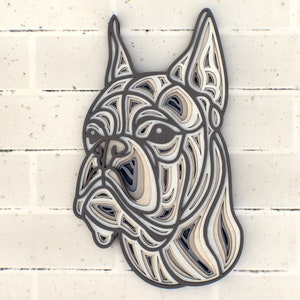 Arquivos SVG de Mandala 3D Boxer Dog, Painel Multicamadas para Corte a Laser, Arquivos SVG, Modelos DXF para Roteador CNC