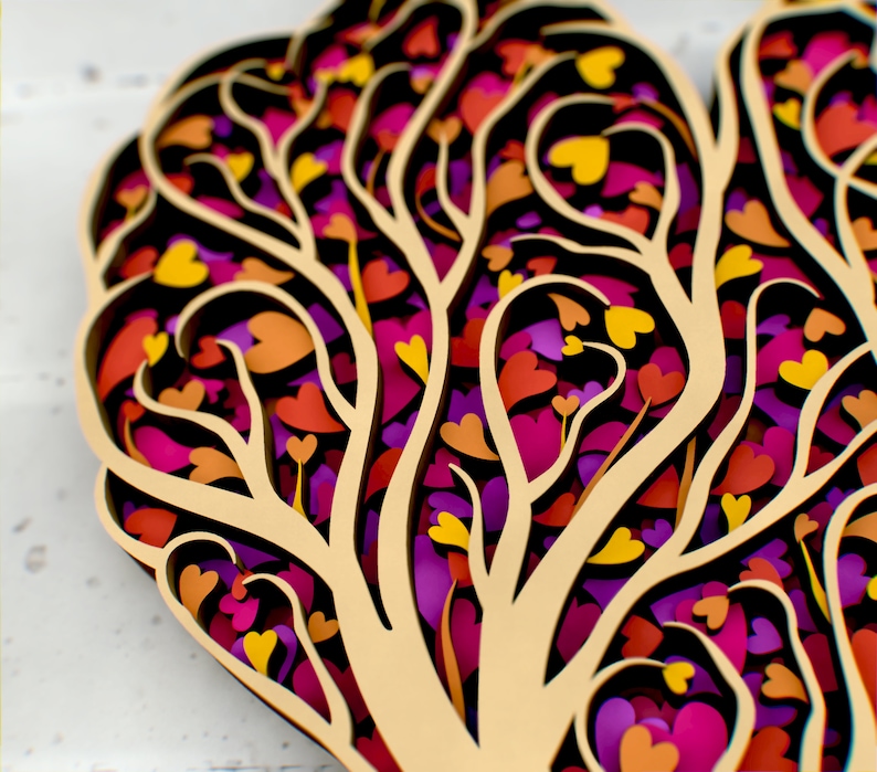 Love Tree 3D Mandala SVG Files, Wedding Panel Files for Laser Cutting, Multilayer Blueprints For CNC router, Files for Glowforge or Cricut image 7