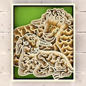 Sheep Mom and Baby 3D Mandala svg, Multilayer Panel for Laser Cutting, layered SVG files for CNC router Laser or Cricut
