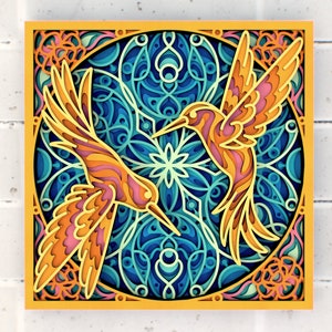 Zwei Kolibris svg, mehrschichtige Papercraft-Dateien für Cricut, überlagerte SVG-Dateien für CNC-Fräser Laser oder Cricut