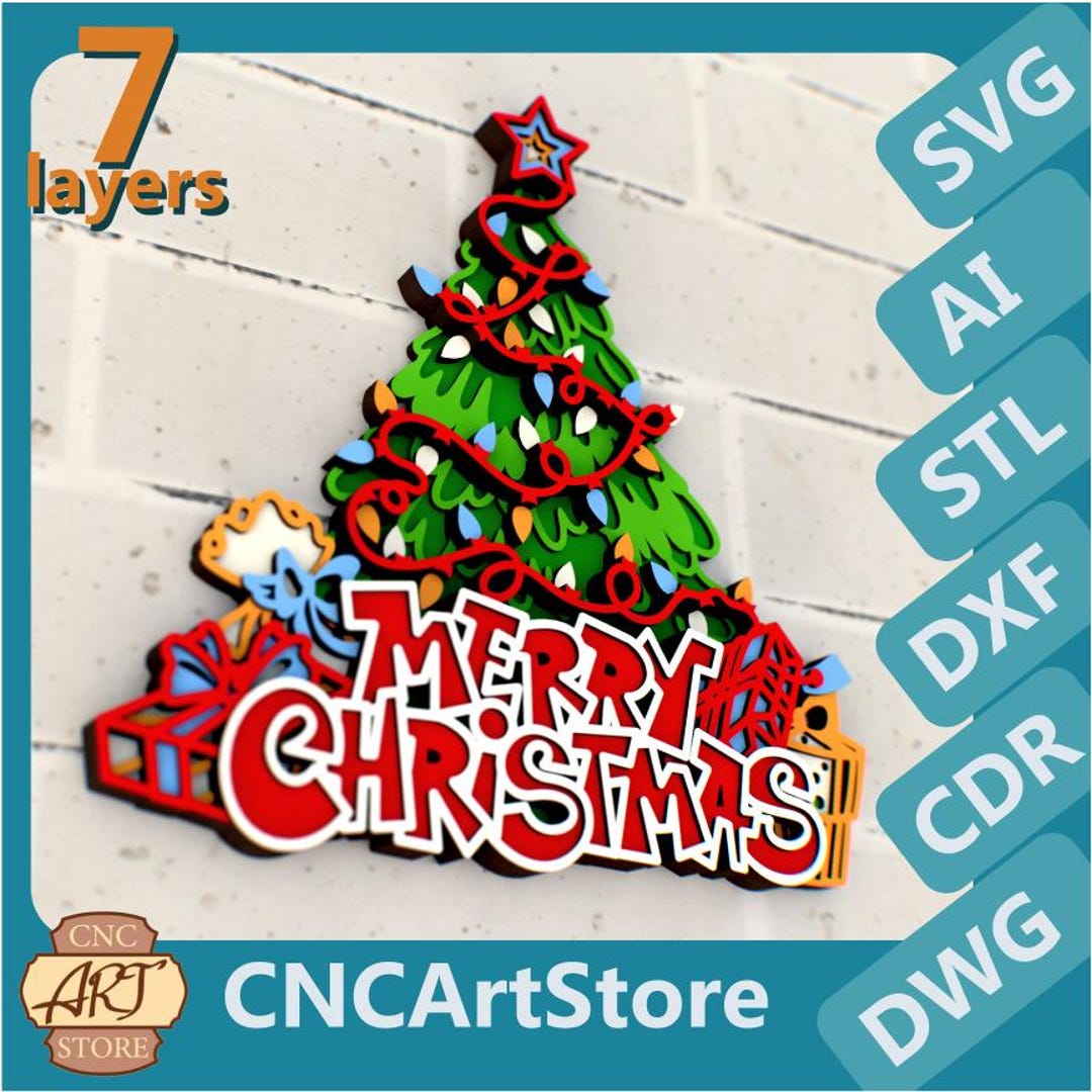 Merry Christmas Tree 3D SVG | 3D Mandala Laser Cut Files | Papercut ...