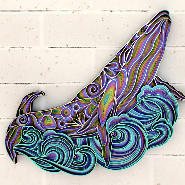 Whale And Waves 3D Mandala svg, Multilayer Panel for Laser Cutting, layered SVG files for CNC router Laser or Cricut