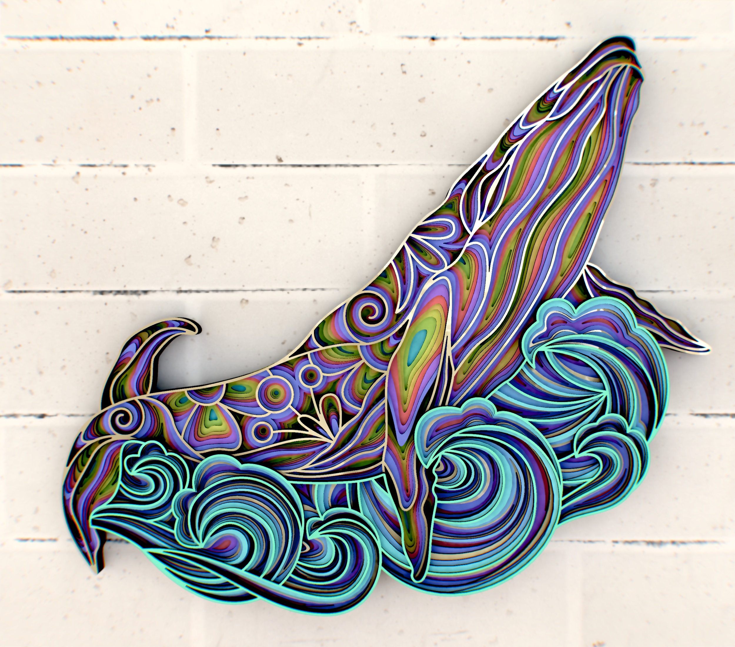 Whale And Waves 3D Mandala svg, Multilayer Panel for Laser Cutting, layered SVG files for CNC router Laser or Cricut