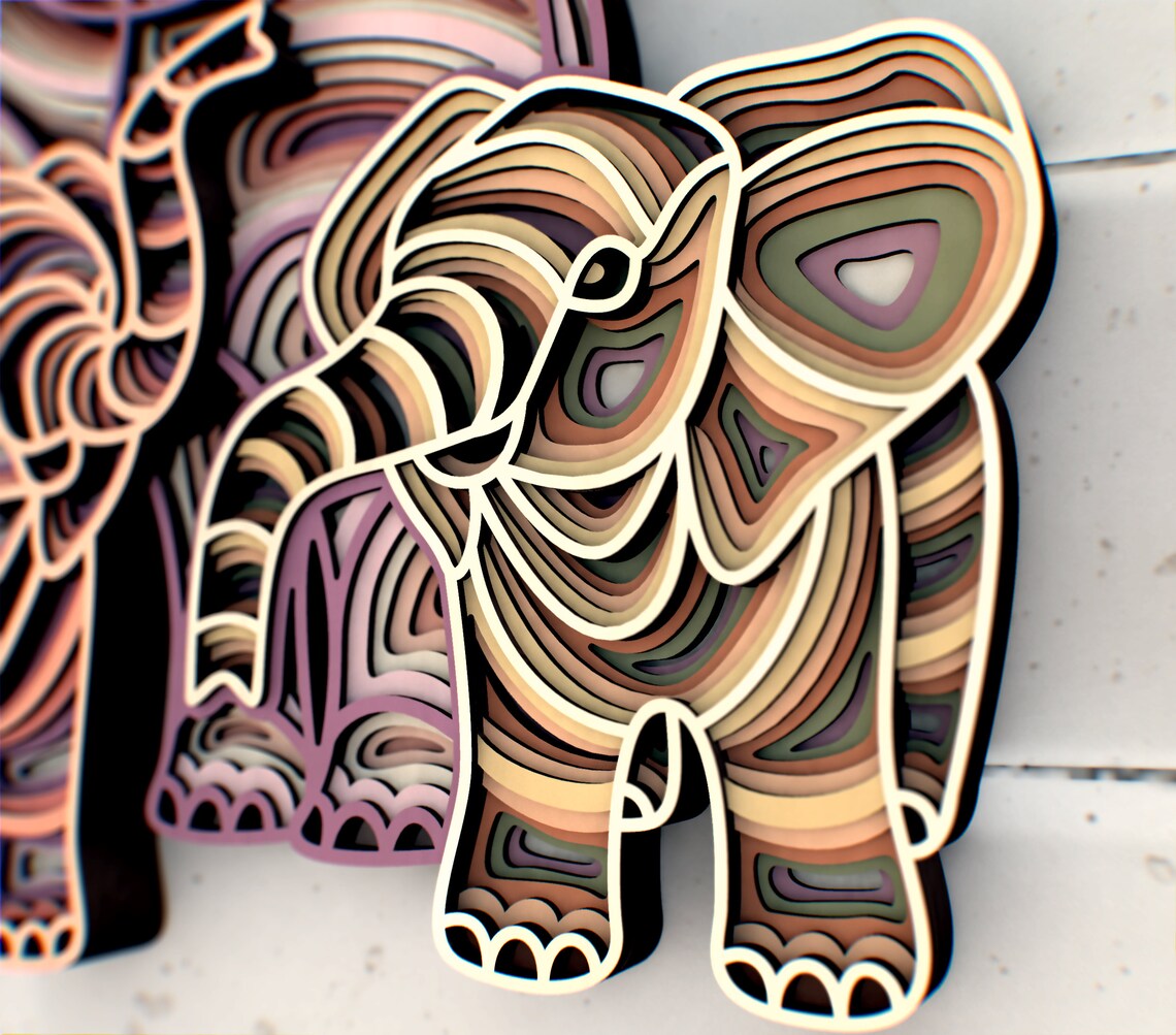 Download Elephants Mom And Two Babies Mandala svg Multilayer Panel ...