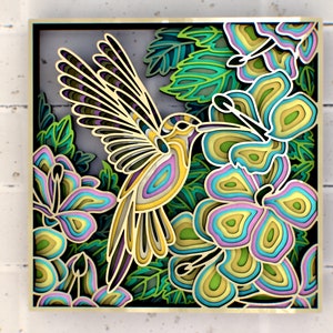 Hummingbird Colibri 3D Mandala svg files, Multilayer Panel for Laser Cutting, SVG files,  DXF Templates for CNC router