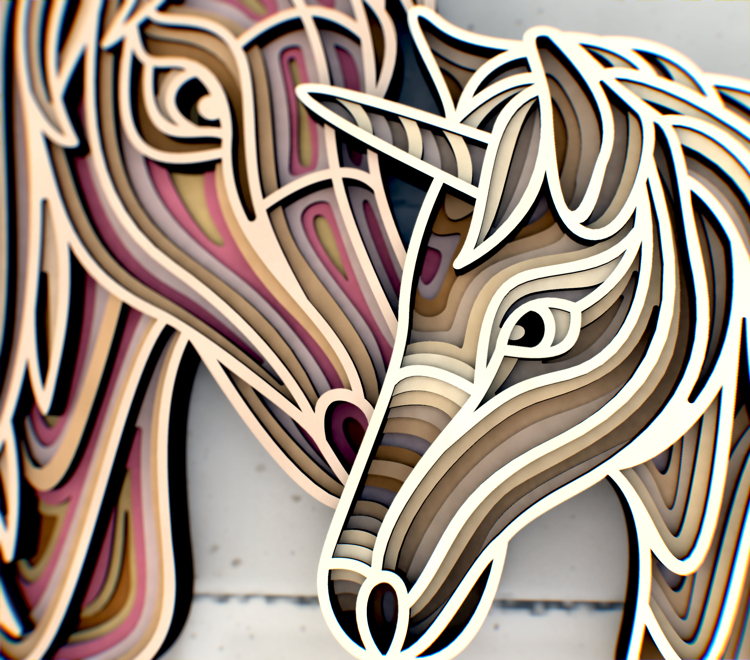 Download Unicorns Mom and Baby Mandala svg Multilayer Panel for Laser | Etsy