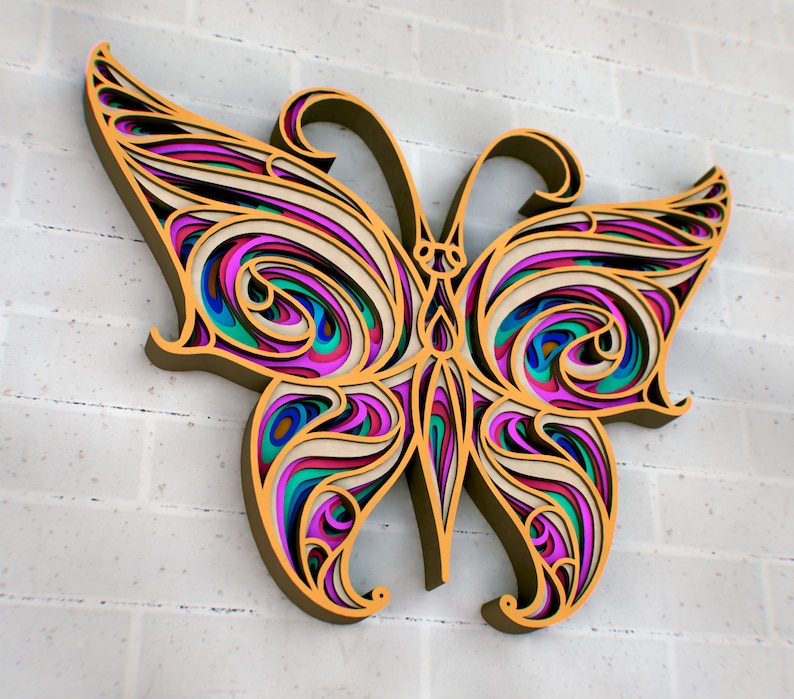 Download 3D Berry Butterfly Zentangle SVG 3D Multilayer Panel SVG ...