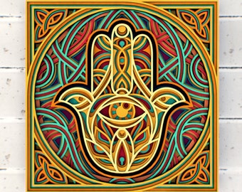 Miriam's hand mandala 3D svg Mandala files, Multilayer Panel for Laser Cutting, SVG files,  DXF Templates for CNC router
