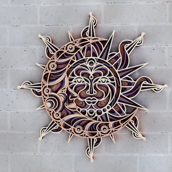 Sun and Moon 3D Mandala svg files, Multilayer Panel for Laser Cutting, SVG files, DXF Templates for CNC router Sun and Moon 3D Mandala svg files, Multilayer Panel for Laser Cutting, SVG files, DXF Templates for CNC router