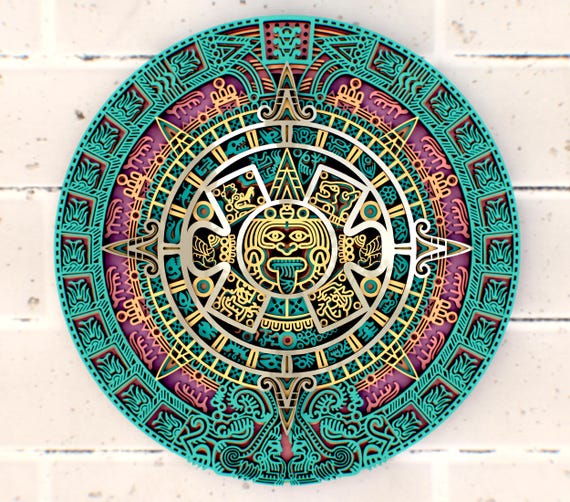 Aztec Calendar 3D Mandala SVG Files, Decoration Laser