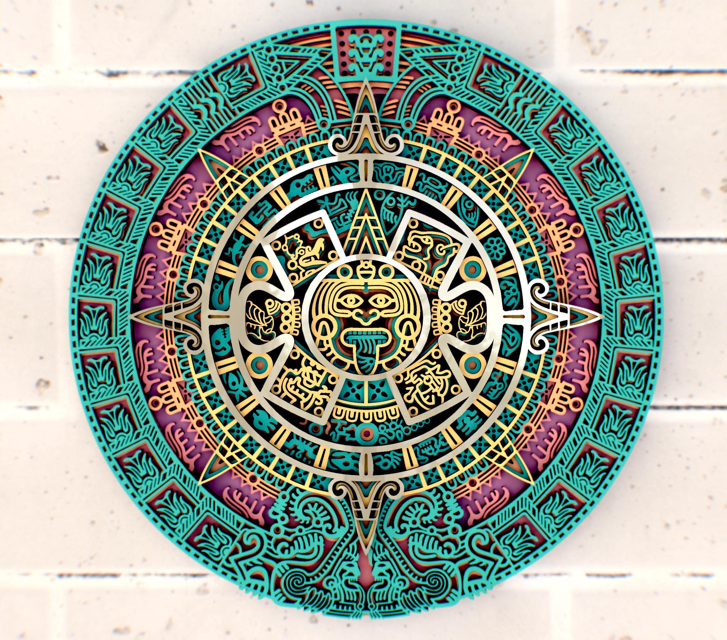 Society6 ケース Aztec 3 by Maya Aztec Calendar 3D Mandala SVG Files, Decoration Laser
