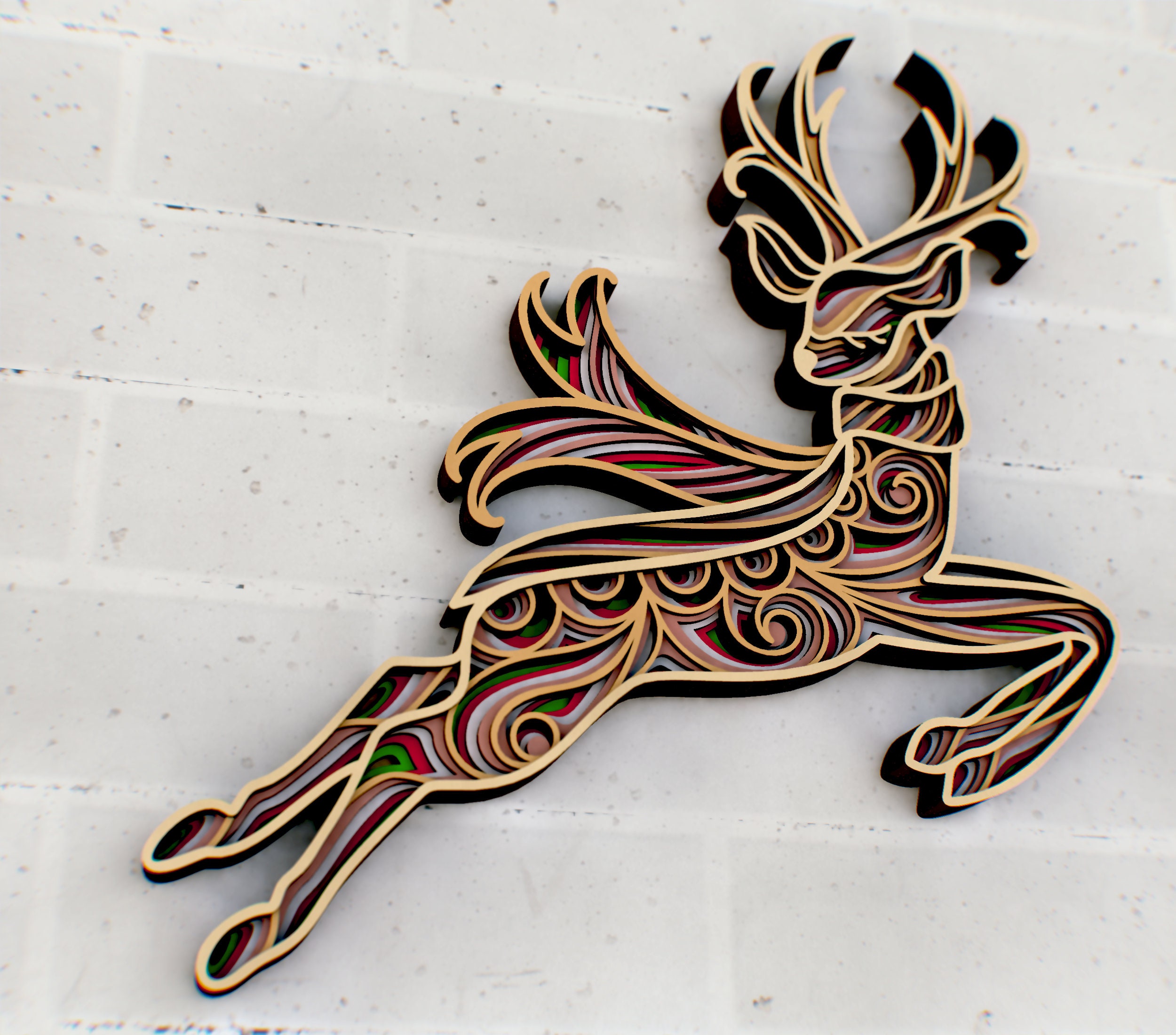 Download Сhristmas Santa's Reindeer 3D Mandala svg Layered files | Etsy