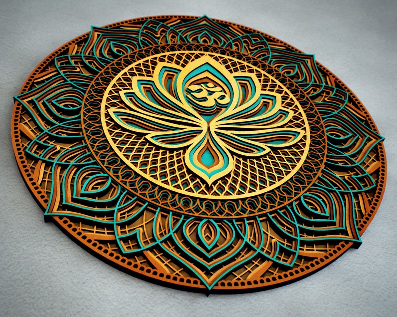 Download Lotus Mandala Lotos 3D Mandala SVG DFX Multilayer Cutting ...