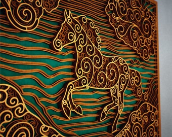 Horse Zentangle 3D Multilayered Panel - Mandala svg dxf dwg eps ai files for cutting, Files For CNC Laser Machine, Pattern For Paper Cutting