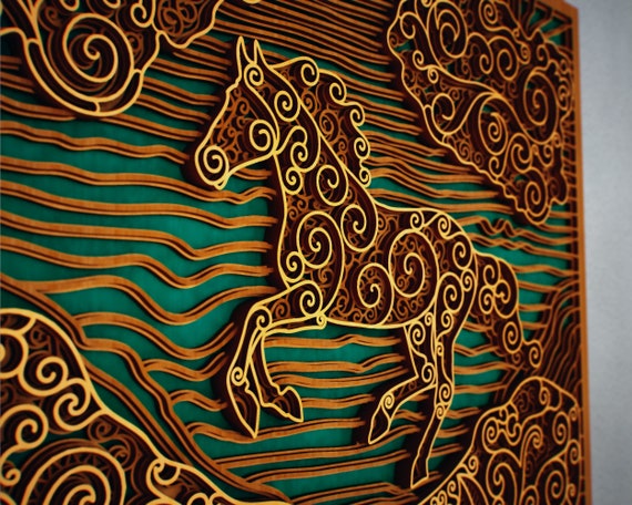 Download Horse Zentangle 3d Multilayered Panel Mandala Svg Dxf Dwg Etsy